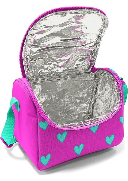 Kids Neon Pembe Su Yeşili Kalp Desenli Çekçekli 3'lü Çanta Seti SET0123133 fırsatları