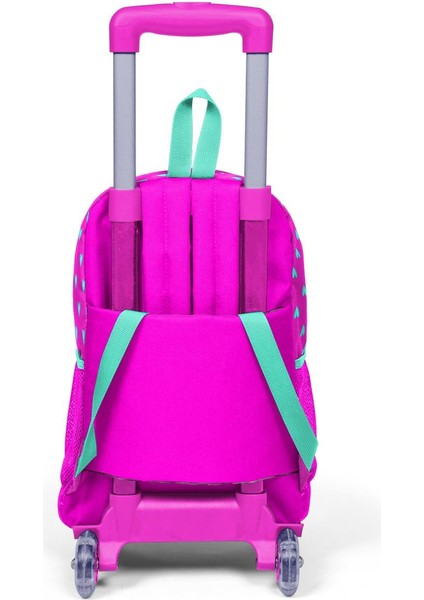 Kids Neon Pembe Su Yeşili Kalp Desenli Çekçekli 3'lü Çanta Seti SET0123133 indirimleri