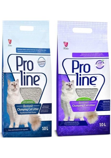 Proline-Kedi Kumu-Kokusuz + Lavanta Kokulu- 10 Lt x 2 Adet