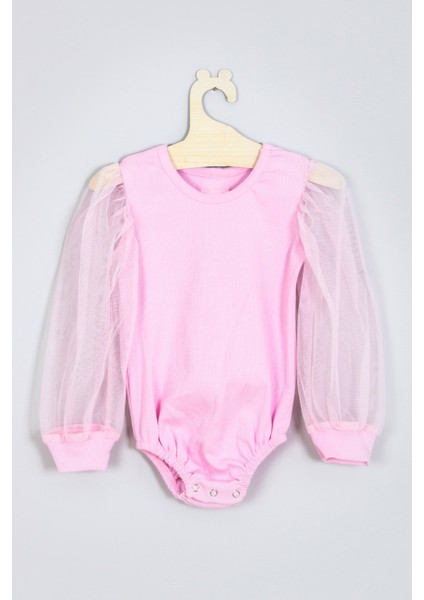 Kolları Tüllü Ribana Çıtçıtlı Body 004