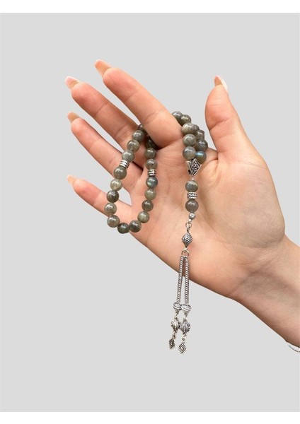 8 mm Küre Kesim Labradorit Doğal Taş Tesbih