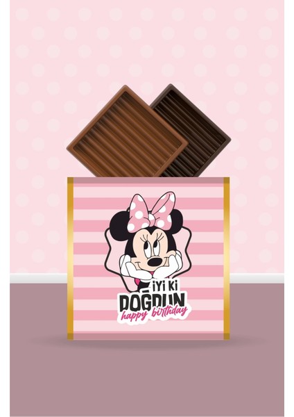 Minnie Mouse Pink Temalı Çikolata Sargısı *20'li