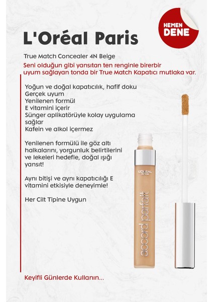 Loreal Paris True Match Concealer 4n Beige