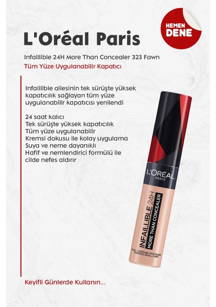 Loreal Paris Infaillible 24H More Than Concealer 323 Fawn