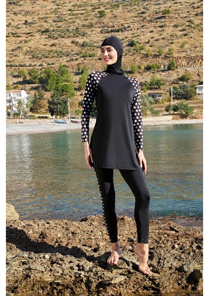 23108 Kadın Reglan Kol Micro Kumaş Tam Tesettür Mayo