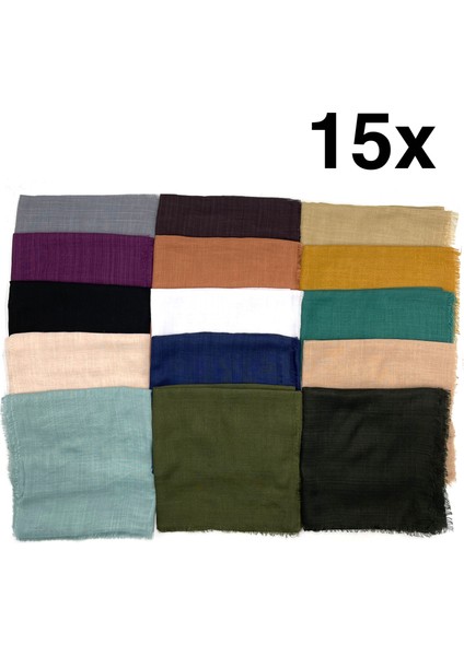 Naz Ipek 15'li Hediyelik Flamlı Yazma Set Eşarp Tülbent 100X100CM Toptan