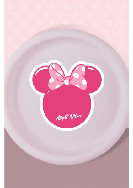 Minnie Mouse Pink Temalı Tabak Sticker (Etiket) 15'li * Yapışkanlı Kağıt