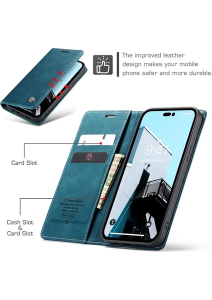 For Apple iPhone 14 Pro Max Kart Yuvası Çevirmek Pu Cep Telefonu Kılıfları (Yurt Dışından)