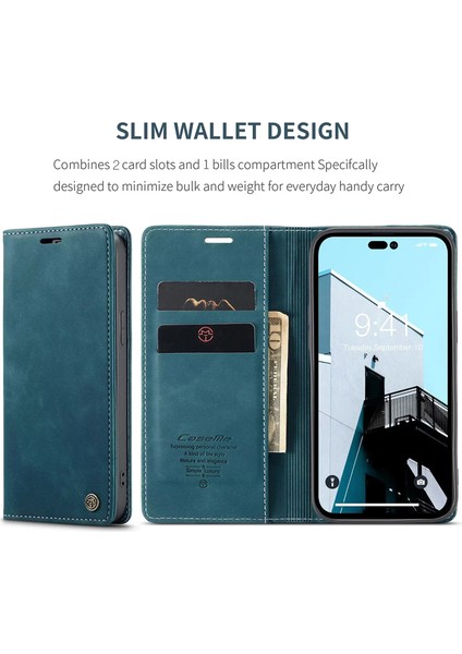 For Apple iPhone 14 Pro Max Kart Yuvası Çevirmek Pu Cep Telefonu Kılıfları (Yurt Dışından)