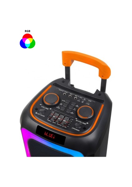 NDR-1097 Rgb Taşınabilir Extra Bas Yüksek Ses Mikrofonlu Bluetooth Hoparlör Parti Hoparlörü