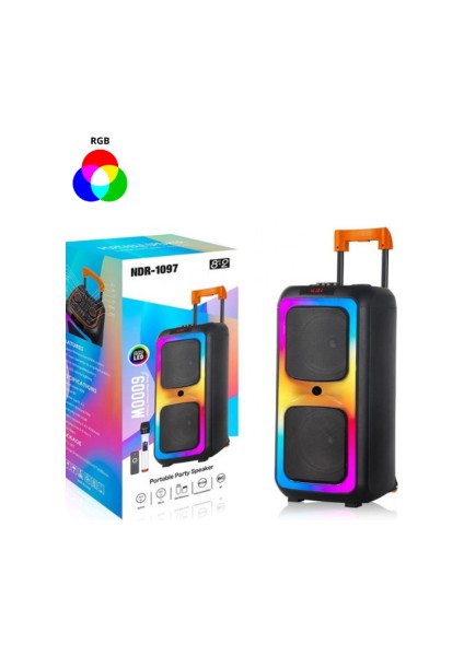 NDR-1097 Rgb Taşınabilir Extra Bas Yüksek Ses Mikrofonlu Bluetooth Hoparlör Parti Hoparlörü