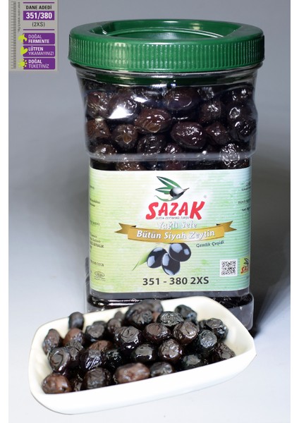 Siyah Zeytin Yağlı Sele Doğal Zeytin 900 Gr. (Orta Taneli 351-380 2xs)