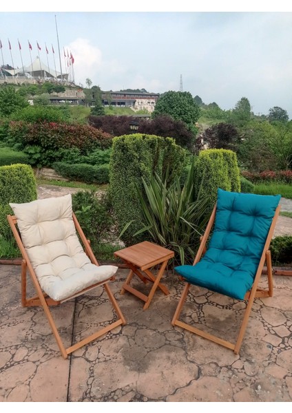 Arıa Şezlong Seti Bahçe&balkon&teras&plaj Katlanır Ikili Set - 2 Şezlong 1 Masa