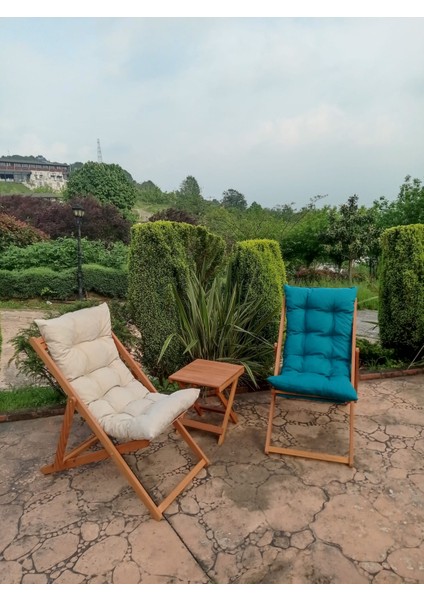 Arıa Şezlong Seti Bahçe&balkon&teras&plaj Katlanır Ikili Set - 2 Şezlong 1 Masa