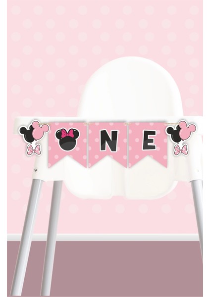 Minnie Mouse Pink Temalı One Banner *kalın Kağıt