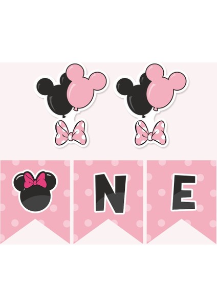 Minnie Mouse Pink Temalı One Banner *kalın Kağıt fiyatları
