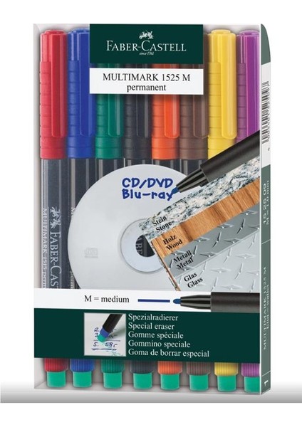 Asetat Kalemi 8 Renk 1.0 mm 1 Paket CD Kalemi M Keçe Uçlu Kalem Silinmez Renkli Permanent Kalem