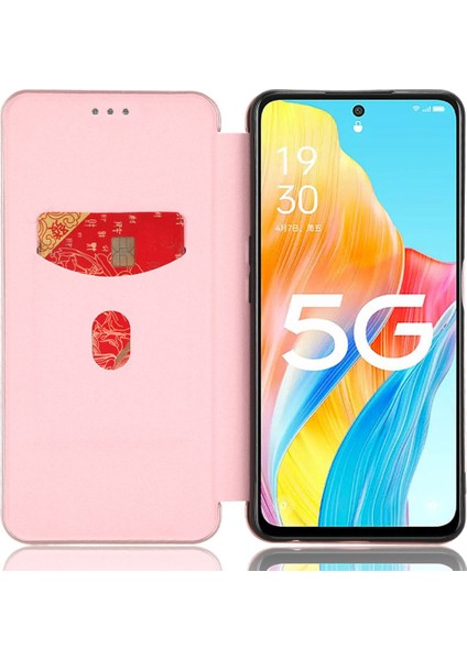 Oppo A1 5g Karbon Fiber Doku Kart Yuvası Pu Deri Telefon Kılıfı (Yurt Dışından)