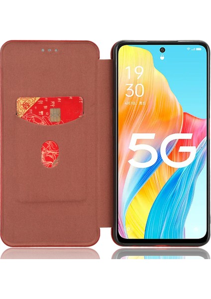 Oppo A1 5g Karbon Fiber Doku Kart Yuvası Pu Deri Telefon Kılıfı (Yurt Dışından)