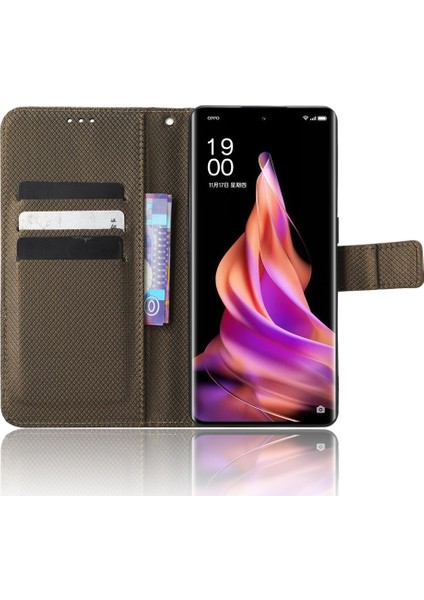 Oppo Reno9 Pro Plus 5g Manyetik Toka Elmas Doku Pu Deri Deri -Çizebilen Stand Cüzdan Telefon Kılıfı (Yurt Dışından) fiyatları