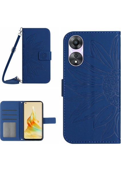 Oppo Reno8 T 4g Fall Deri Kapak Omuz Kayışı ile Stand Cüzdan Telefon Kılıfı (Yurt Dışından)