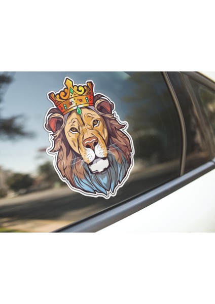 Sticker Master Aslan Taç Motorsiklet, Kask,laptop ve Araç Sticker Pc Çıkartma Etiket 13X15 cm