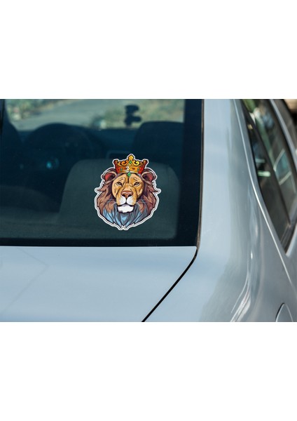Sticker Master Aslan Taç Motorsiklet, Kask,laptop ve Araç Sticker Pc Çıkartma Etiket 13X15 cm