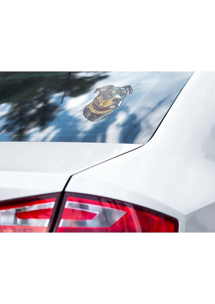 Sticker Master Altın Tasmalı Pitbull Motorsiklet, Kask,laptop ve Araç Sticker Çıkartma 11X15 cm
