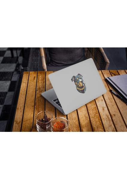 Sticker Master Altın Tasmalı Pitbull Motorsiklet, Kask,laptop ve Araç Sticker Çıkartma 11X15 cm