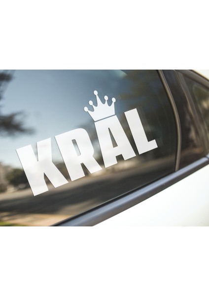 Sticker Master Kral King Motorsiklet, Kask,laptop ve Araç Sticker Çıkartma Etiket 15X7 cm - Beyaz
