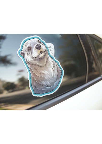 Sticker Master Otter Su Samuru Motorsiklet, Kask,laptop ve Araç Sticker Çıkartma Etiket 14X15 cm