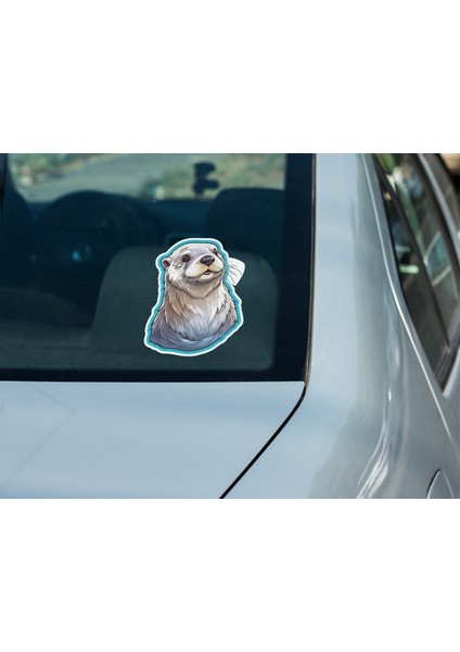 Sticker Master Otter Su Samuru Motorsiklet, Kask,laptop ve Araç Sticker Çıkartma Etiket 14X15 cm