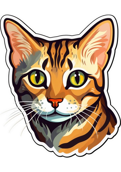 Sticker Master Bengal Kedisi Motorsiklet, Kask,laptop ve Araç Oto Motosiklet Sticker Etiket 13X15 cm