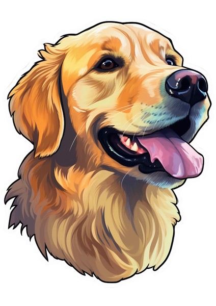 Sticker Master Golden Retriever Motorsiklet, Kask , Laptop ve Araç Oto Sticker Etiket 12X15 cm