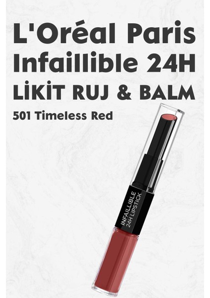 Loreal Paris Infaillible 24H Kalıcı Likit Ruj & Balm 501 Timeless Red