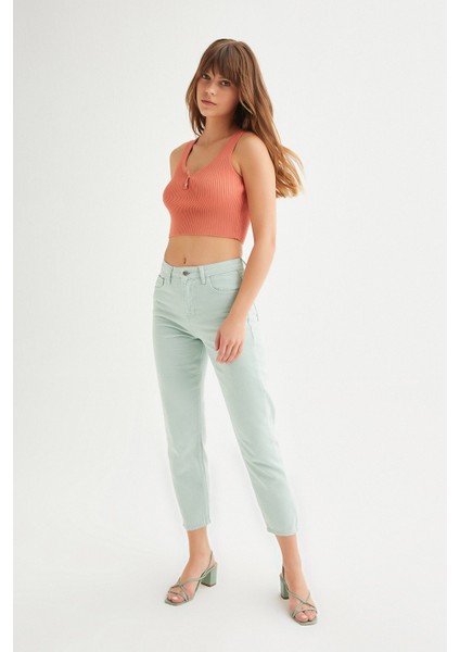 Fitilli Crop Triko Bluz