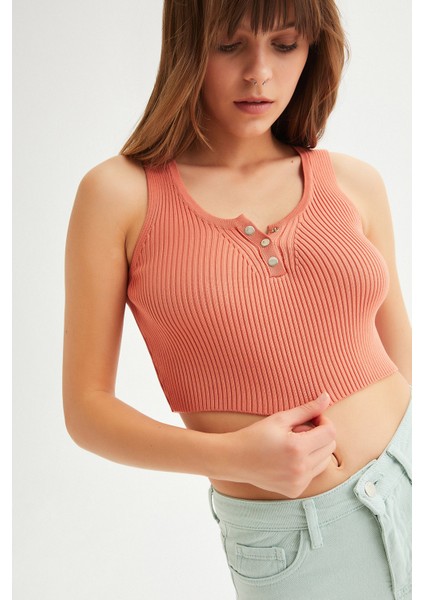Fitilli Crop Triko Bluz