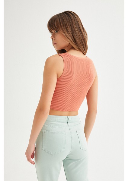 Fitilli Crop Triko Bluz