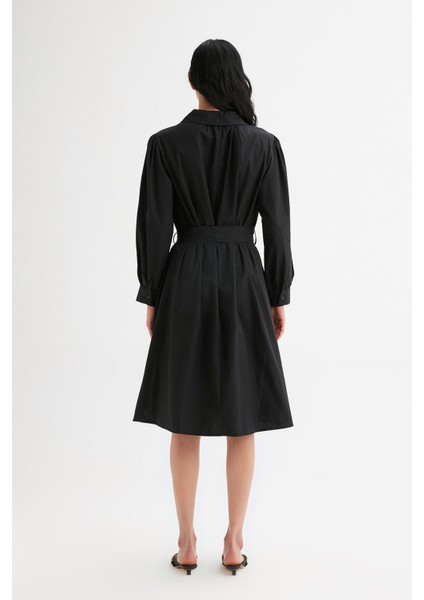Oversize Yanı Cepli Coton Elbise