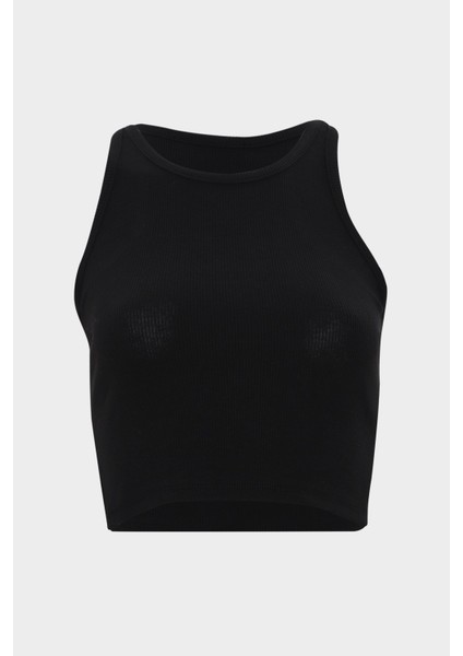 AÇELYAOKCU Halter Yaka Fitted Crop Fitilli Bluz
