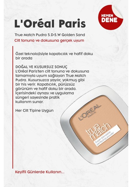 L'Oréal Paris Loreal Paris True Match Pudra 5.d-5.w Golden Sand