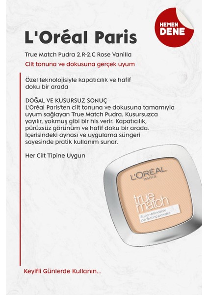 L'Oréal Paris Loreal Paris True Match Pudra 2.r-2.c Rose Vanilla