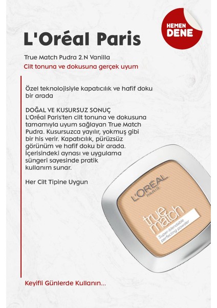 Loreal Paris True Match Pudra 2.n Vanilla