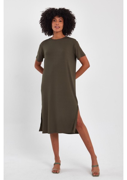 Yırtmaçlı Basic Elbise (B23-00115)