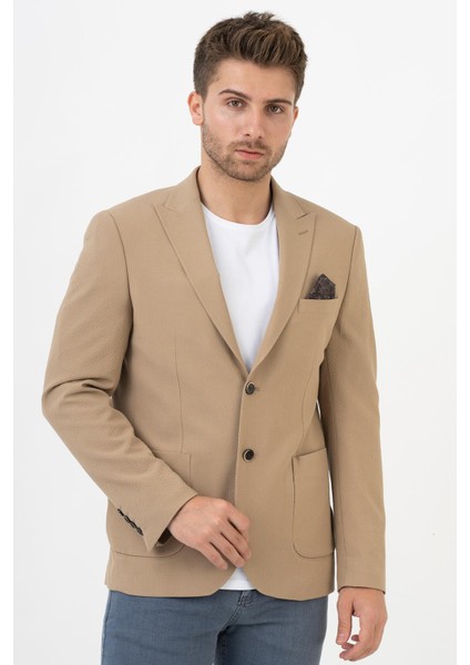 Puebla C189 Regular Fit 6 Drop Likralı Ceket Bej fiyatları