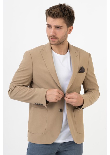 Puebla C189 Regular Fit 6 Drop Likralı Ceket Bej modelleri