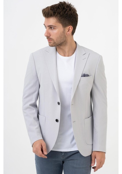 León C190 Regular Fit 6 Drop Likralı Ceket Gri