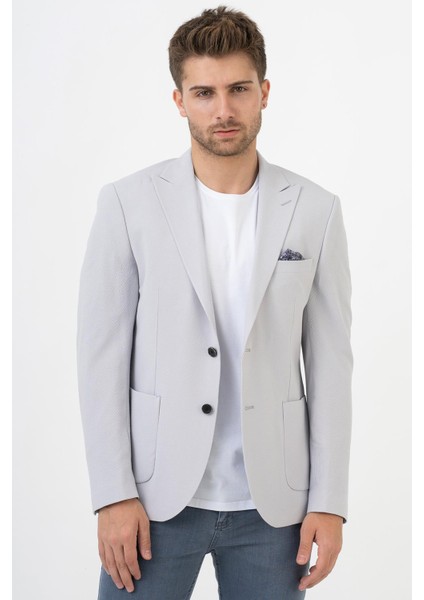 León C190 Regular Fit 6 Drop Likralı Ceket Gri