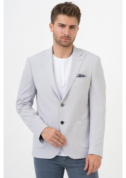 León C190 Regular Fit 6 Drop Likralı Ceket Gri