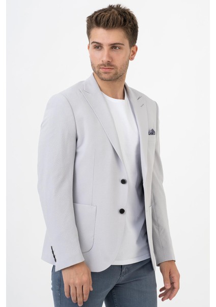 León C190 Regular Fit 6 Drop Likralı Ceket Gri